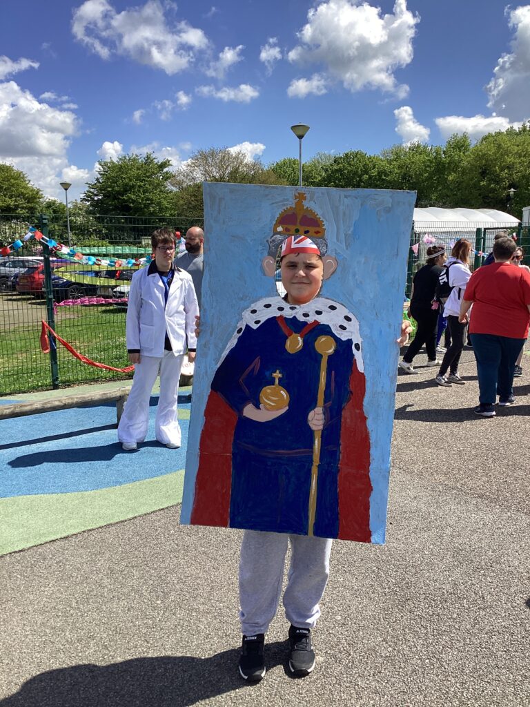 A photo from the Phase 3 Street Party held at Milestone Academy to celebrate the King's Coronation in May 2023.